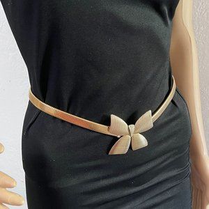 Vintage Flexible Front Clip Bow Belt: Stretchable Design for Parklane K